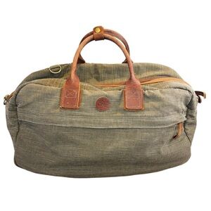 VINTAGE Timberland Stylish Olive Green Canvas & Leather Duffel Bag
